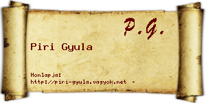 Piri Gyula névjegykártya